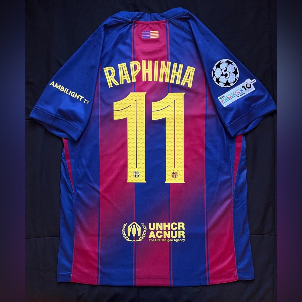 Raphinha #11 M-XL Barcelona Home Soccer Jersey UCL 2025 Blue